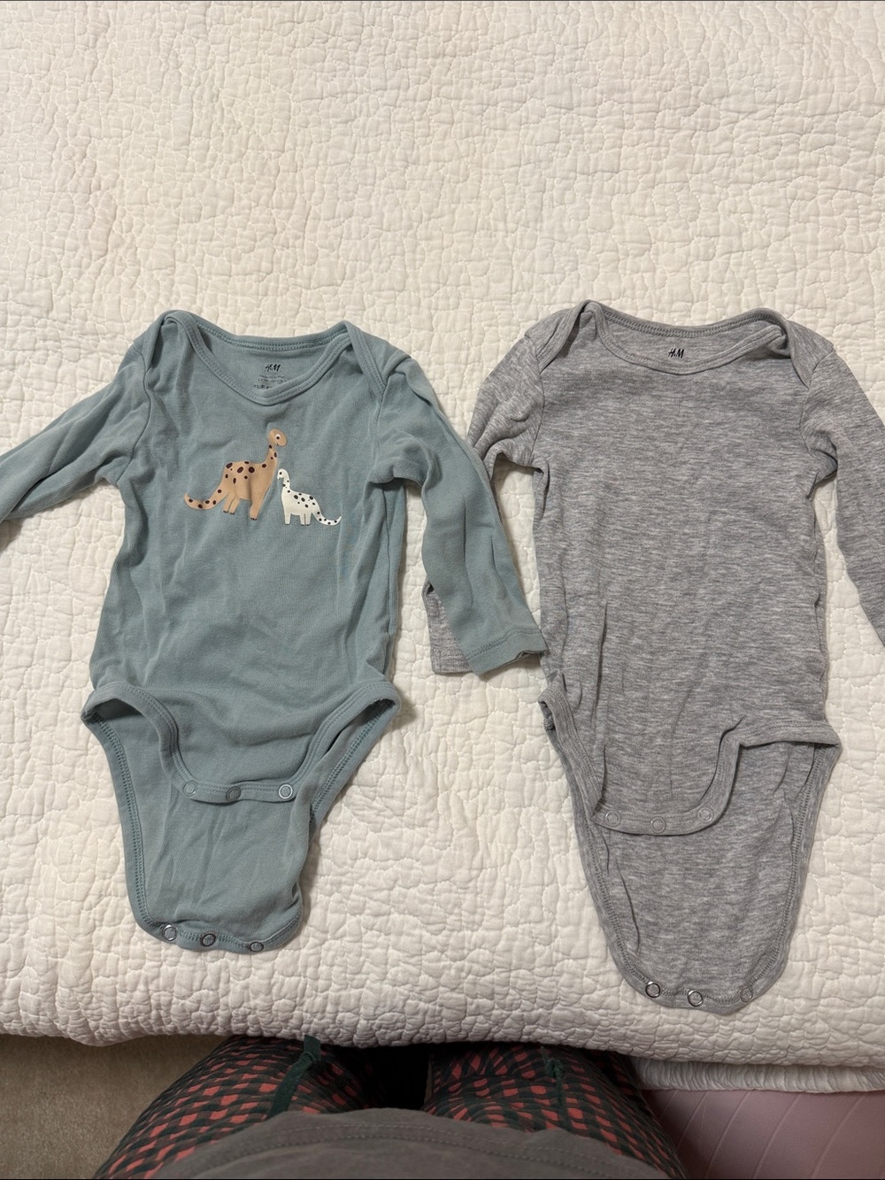 H&M Long-Sleeve Baby Bodysuit Set - Blue-Green & Gray